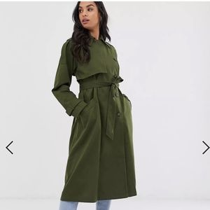 ASOS DESIGN longline trench coat (khaki/green)